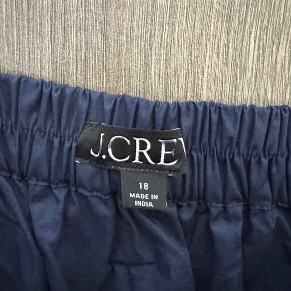 J.Crew Christina Midi Skirt 18 Blue Contrast Stitch Cotton Poplin Elastic Waist - Picture 3 of 6